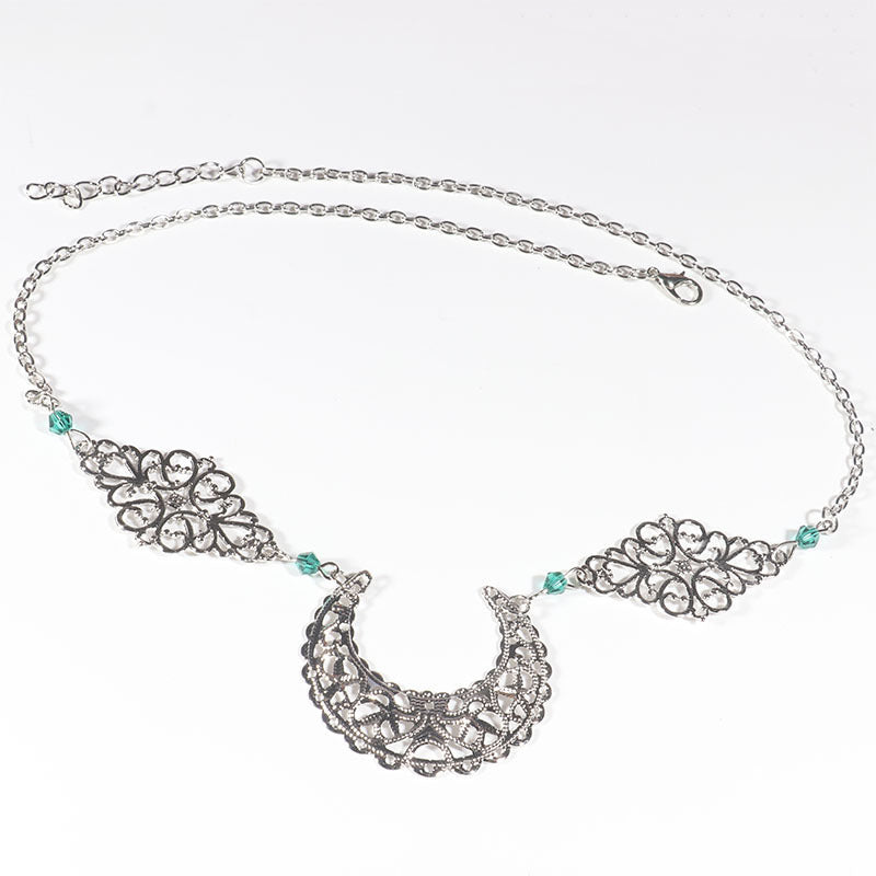 Hollow Out Moon Diamond Hair Chain