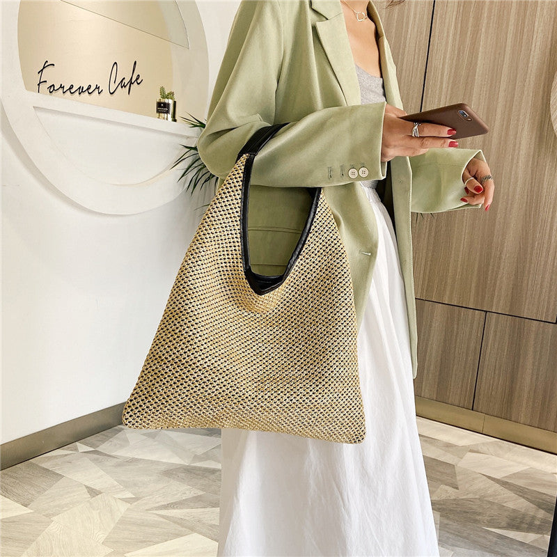 Fashion Rattan Women Shoulder Bags Wikcer Woven Female Handbags Large Capacity Summer Beach Straw Bags Casual Totes 161778748