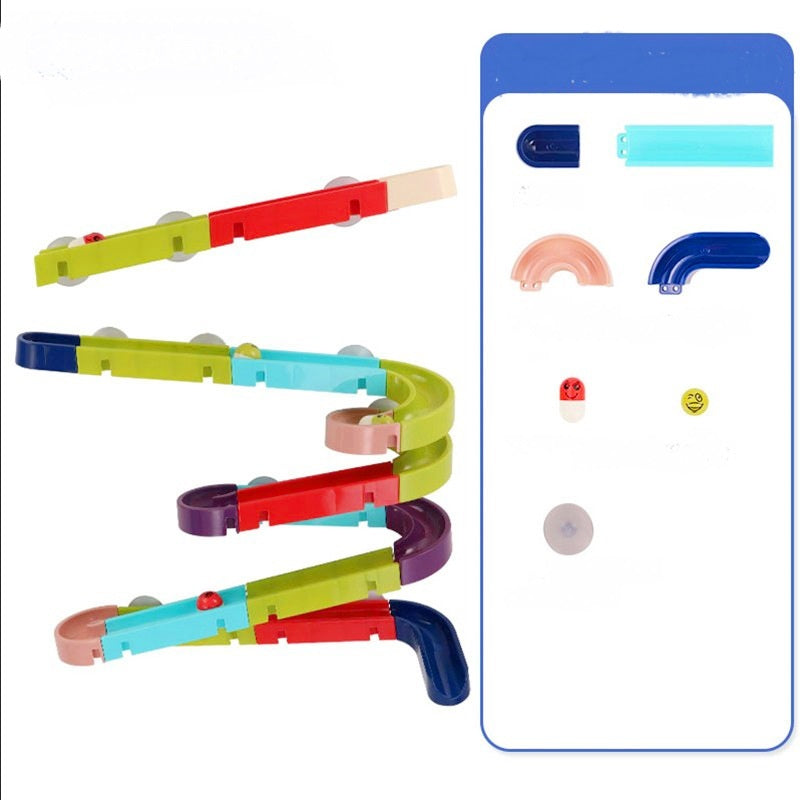 DIY Baby Bath Toys Wall Suction Cup Marble Race Run Track Bathroom Bathtub Kids Play Water Games Toy Set 1617790886041
