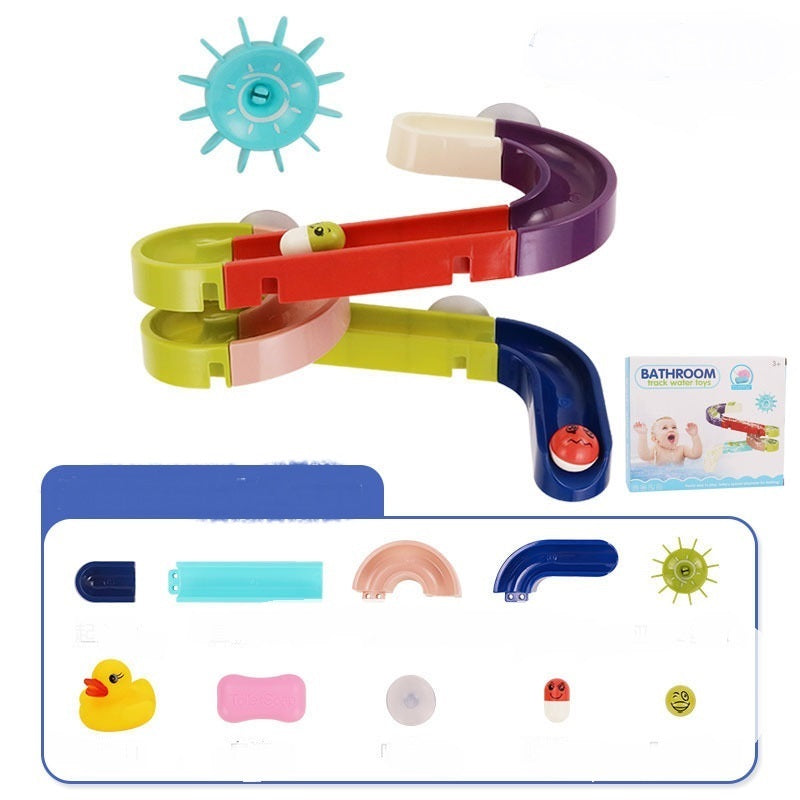DIY Baby Bath Toys Wall Suction Cup Marble Race Run Track Bathroom Bathtub Kids Play Water Games Toy Set 1617790899981