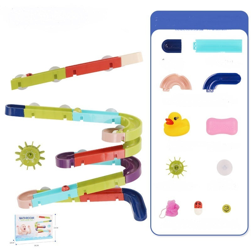 DIY Baby Bath Toys Wall Suction Cup Marble Race Run Track Bathroom Bathtub Kids Play Water Games Toy Set 1617790911861