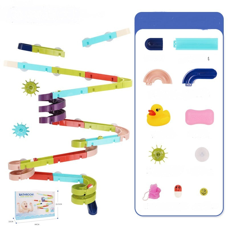 DIY Baby Bath Toys Wall Suction Cup Marble Race Run Track Bathroom Bathtub Kids Play Water Games Toy Set 1617790915834