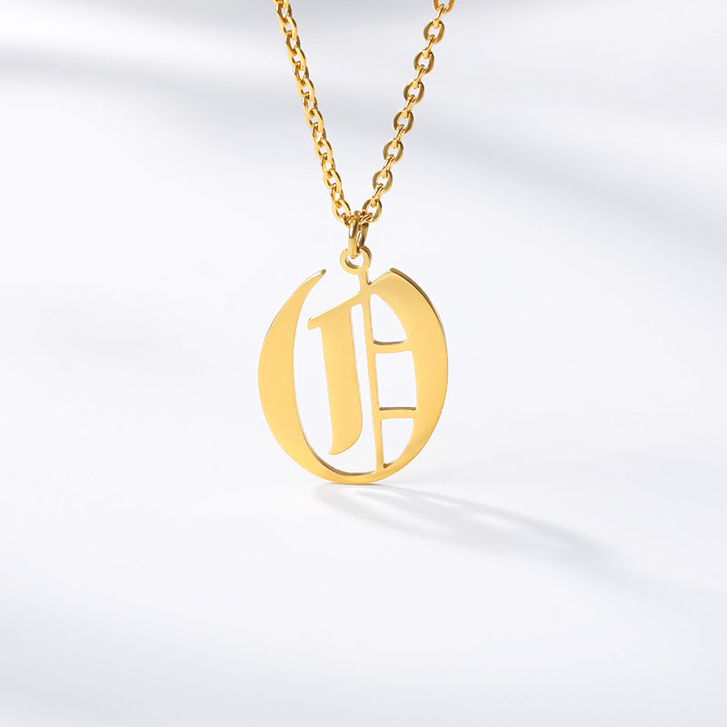 Ancient English Alphabet Initials Necklace Stainless Steel Necklace 1617943601557
