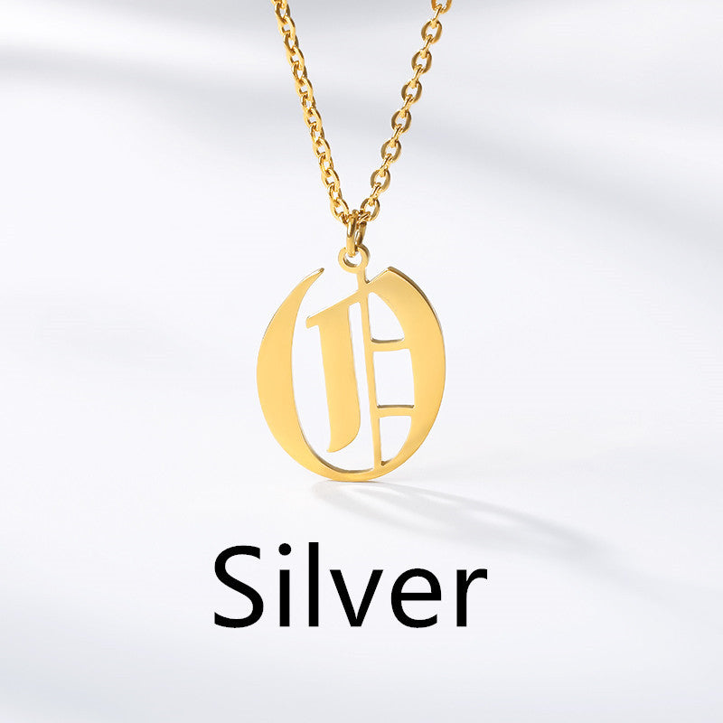 Ancient English Alphabet Initials Necklace Stainless Steel Necklace 1617944904189