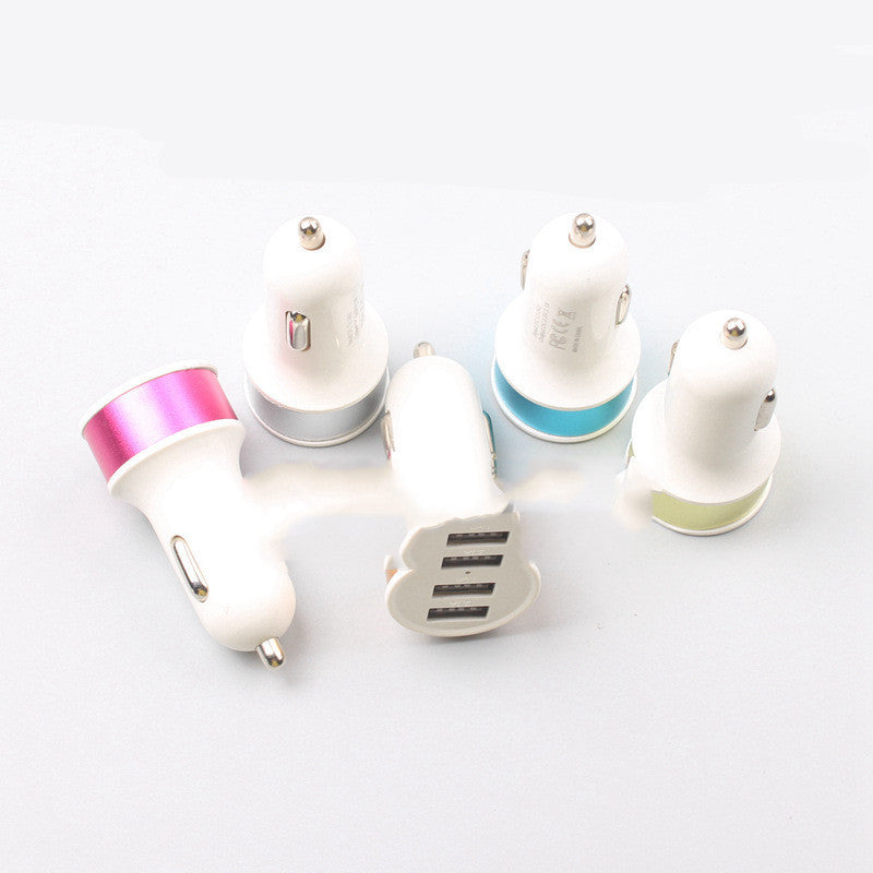 Color round metal ring 2A steel ring aluminum alloy car phone charger dual USB nipple car charger 1617947606285