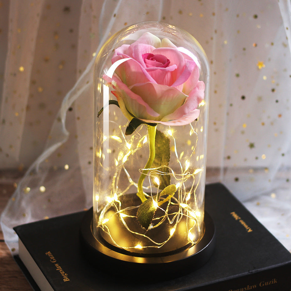Mothers Day Wedding Favors Bridesmaid Gift Immortal Simulation Rose Glass Cover Luminous Led Ornament 1618121557409 43cbd9df