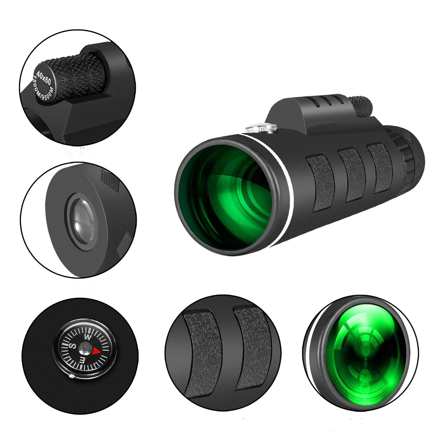 Telescope 40X60 Monocular Low Light Night Vision with Compass Mobile Phone Camera Telescope 1618314232300