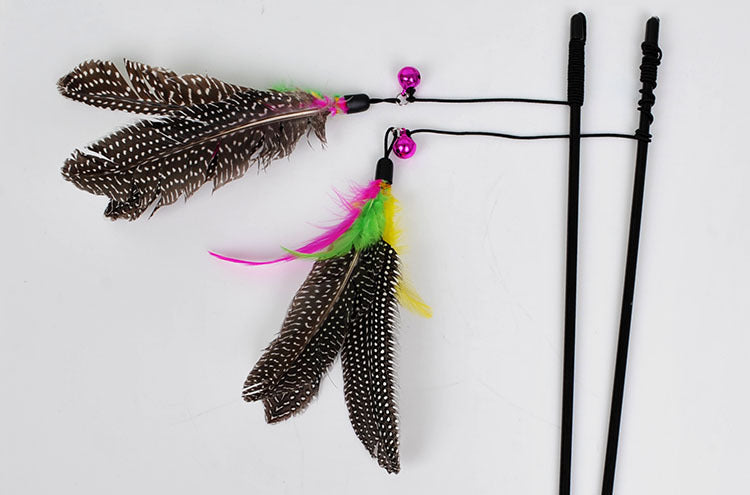 Pearl Bird Funny Cat Stick Feather Pet Toy Bell Funny Cat Stick 1618405248346