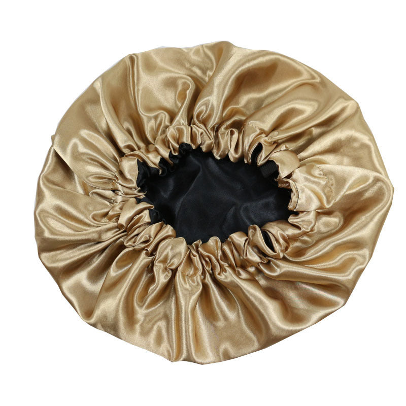 Cross-Border Source Of Double-Layer Satin Night Women's Long Hair Confinement Hair Care Chemotherapy Hat Wide-Brim Elastic Ad