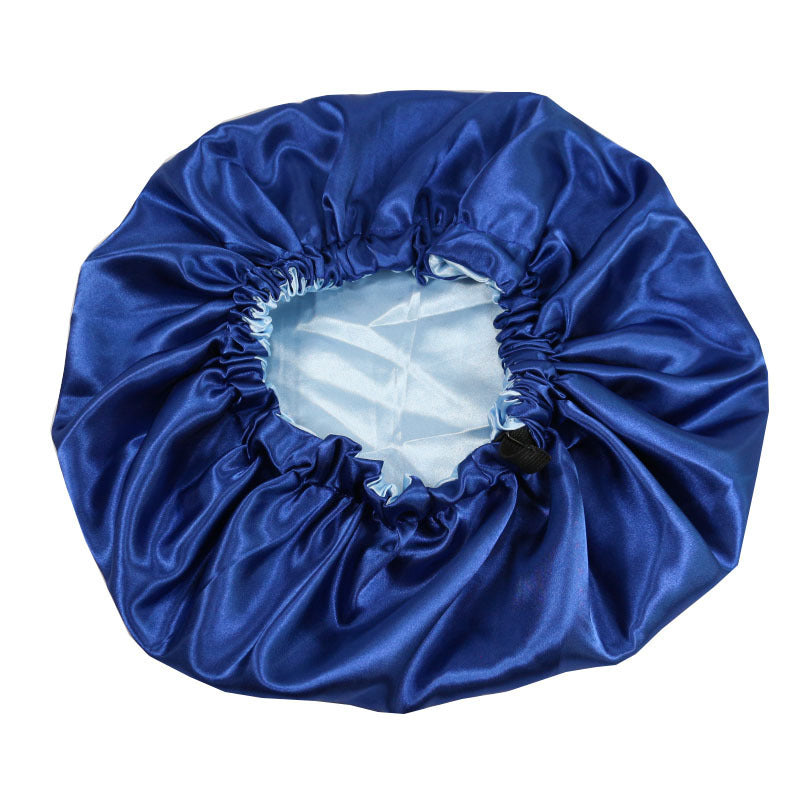 Cross-Border Source Of Double-Layer Satin Night Women's Long Hair Confinement Hair Care Chemotherapy Hat Wide-Brim Elastic Ad