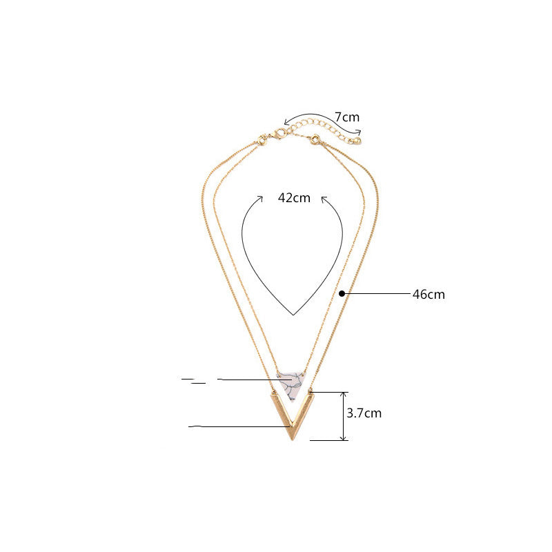 Turquoise Geometric Pendant Double-Layer Necklace Can Be Detached And Simple 1618468869351