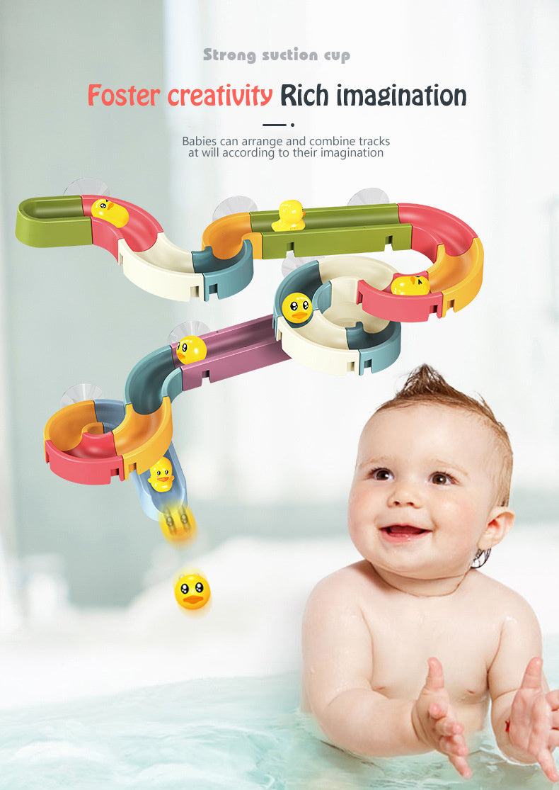 DIY Baby Bath Toys Wall Suction Cup Marble Race Run Track Bathroom Bathtub Kids Play Water Games Toy Set 1619073821674