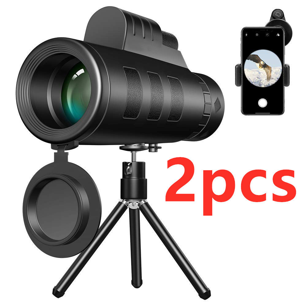 Telescope 40X60 Monocular Low Light Night Vision with Compass Mobile Phone Camera Telescope 1619149186493
