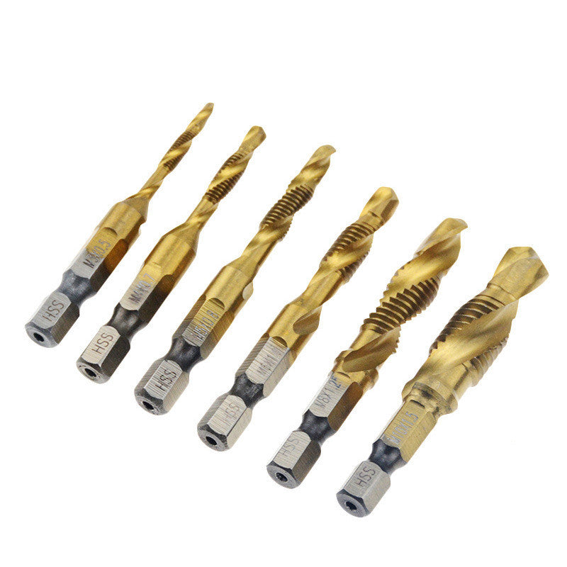 Cross-Border Hexagonal Shank Compound Tap High-Speed Steel Three-In-One Machine Tap Drill Bit Tapping Drill Integrated Spiral