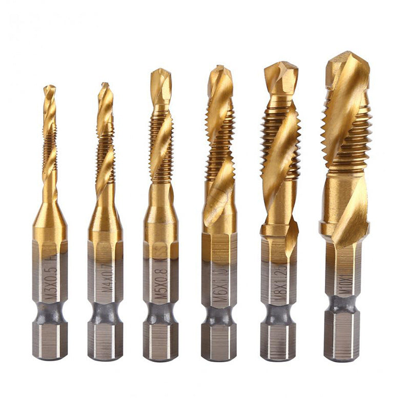 Cross-Border Hexagonal Shank Compound Tap High-Speed Steel Three-In-One Machine Tap Drill Bit Tapping Drill Integrated Spiral