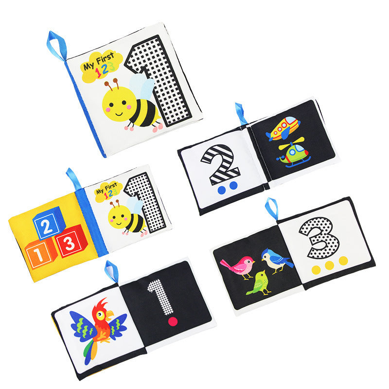 Baby Visual Excitement Cloth Book Montessori Baby Toys Black White Enlightenment Educational Rattle Book Toy Toddler Sensory