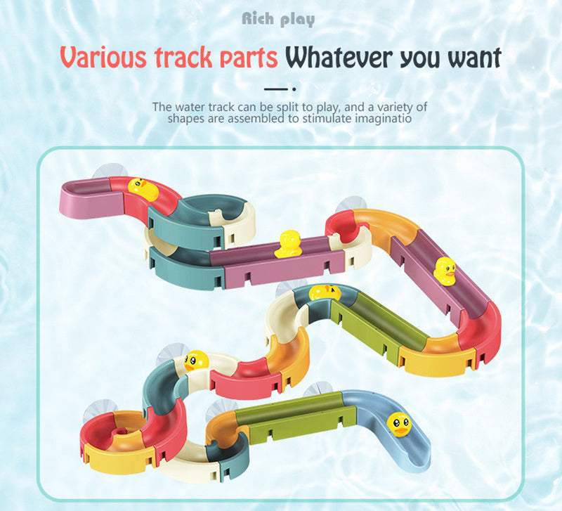 DIY Baby Bath Toys Wall Suction Cup Marble Race Run Track Bathroom Bathtub Kids Play Water Games Toy Set 1619662852366