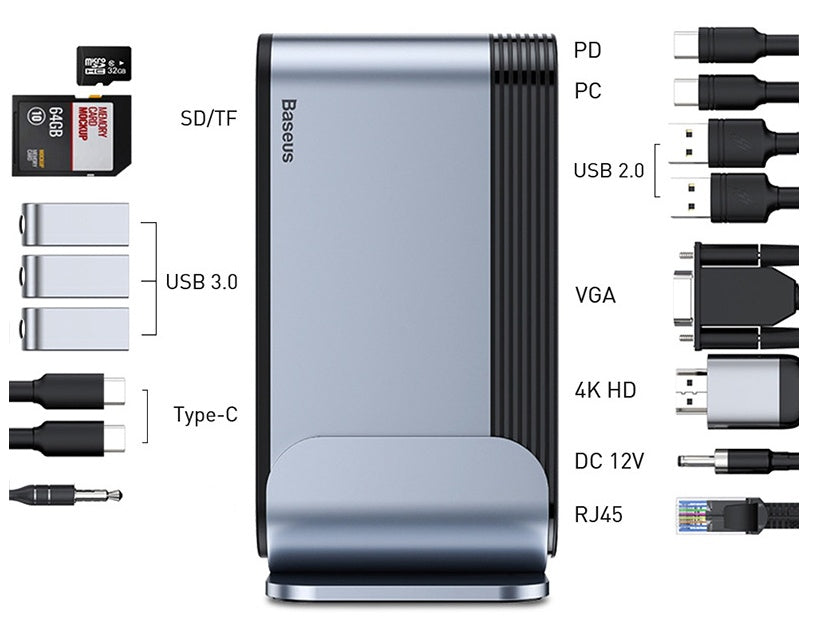 Workstation Multi-Function Type-C-Hub Splitter 16-In-1 Multi-Interface Docking Station With Power Supply 1619668853248