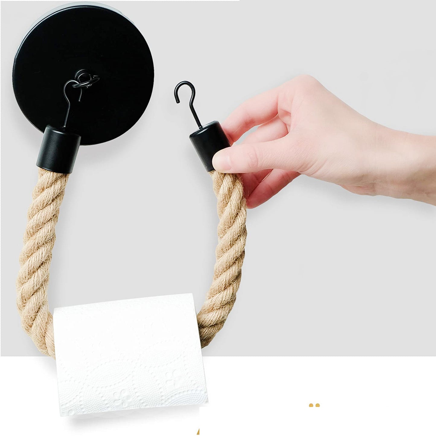 Matte Hook Hemp Rope Paper Towel Holder 1619751095635