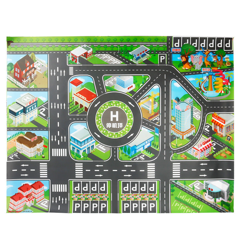 Nordic Style Parking Lot View Traffic Map Children'S Toy Car Portable Play Mat 1620210846217