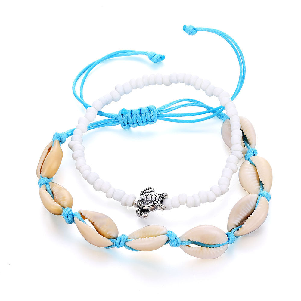 Fashion Shell Rice Beads Hand-Woven Adjustable Anklet Ocean Wind Beach Accessories 1620266608932