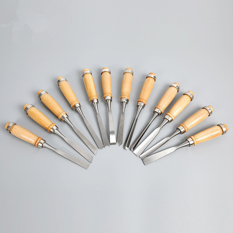 Manufacturers Supply New 12-Piece Tool Carving Chisels Handmade Wood Carving Knives Woodworking Turning Tools Carving Woodwor