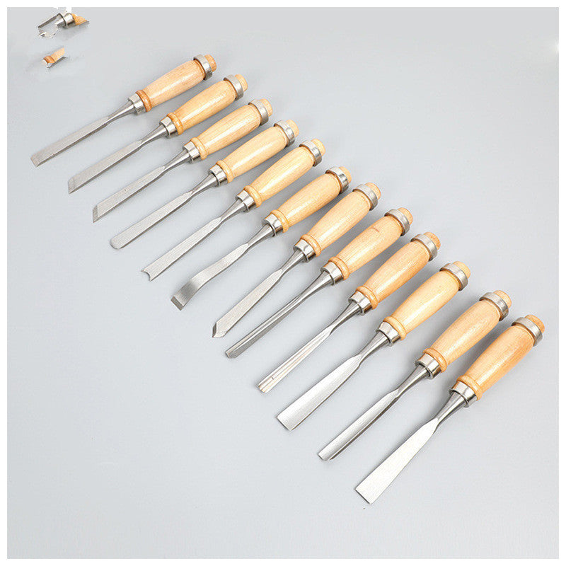 Manufacturers Supply New 12-Piece Tool Carving Chisels Handmade Wood Carving Knives Woodworking Turning Tools Carving Woodwor