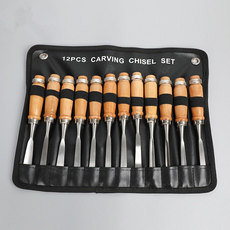 Manufacturers Supply New 12-Piece Tool Carving Chisels Handmade Wood Carving Knives Woodworking Turning Tools Carving Woodwor