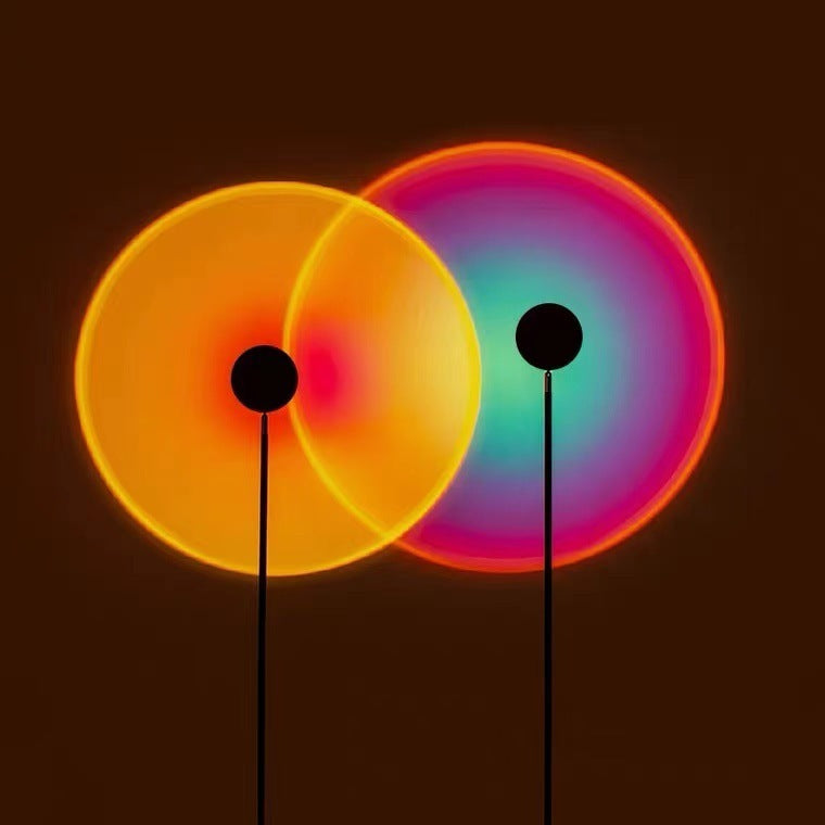 Upgrade Rainbow Sunset Projector Lamp Atmosphere Light Home Coffee Shop Background Wall Decoration Remote Control Sunset Lamp