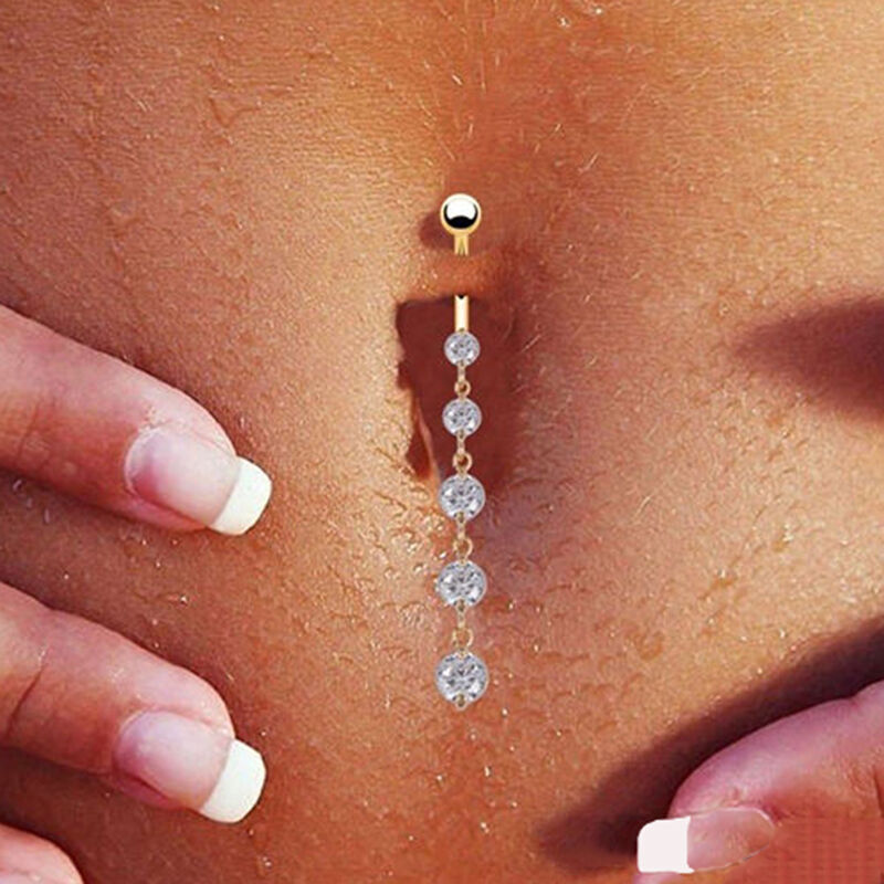 Golden Zircon Crystal Belly Button Ring Tassel Belly Button Button Belly Button Earrings Body Piercing Ornaments 162089462049