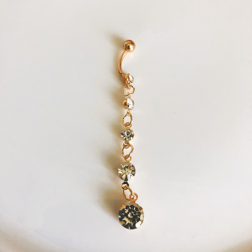 Golden Zircon Crystal Belly Button Ring Tassel Belly Button Button Belly Button Earrings Body Piercing Ornaments 162089462050