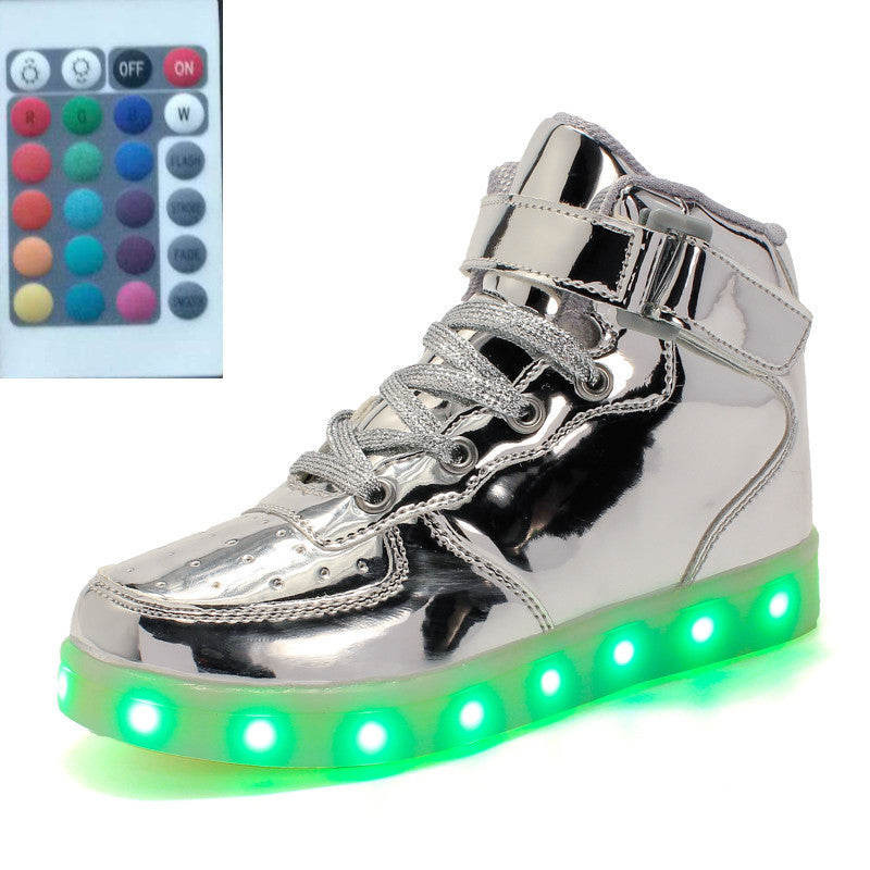 High-top LED Luminous Shoes Remote Control Light Shoes Square Ghost Dance Light Shoes Luminous Running Shoes Men And Women Sh