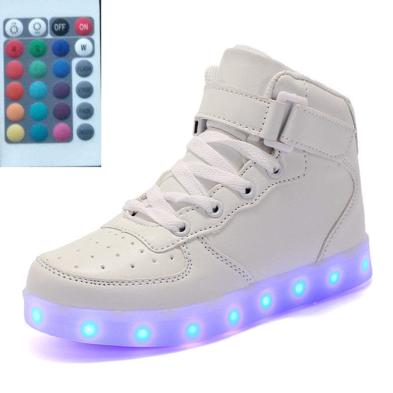 High-top LED Luminous Shoes Remote Control Light Shoes Square Ghost Dance Light Shoes Luminous Running Shoes Men And Women Sh