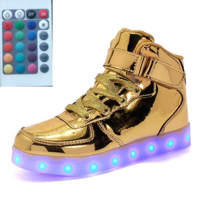 High-top LED Luminous Shoes Remote Control Light Shoes Square Ghost Dance Light Shoes Luminous Running Shoes Men And Women Sh