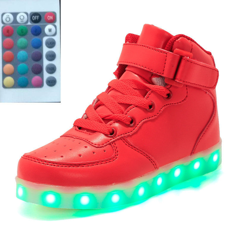 High-top LED Luminous Shoes Remote Control Light Shoes Square Ghost Dance Light Shoes Luminous Running Shoes Men And Women Sh