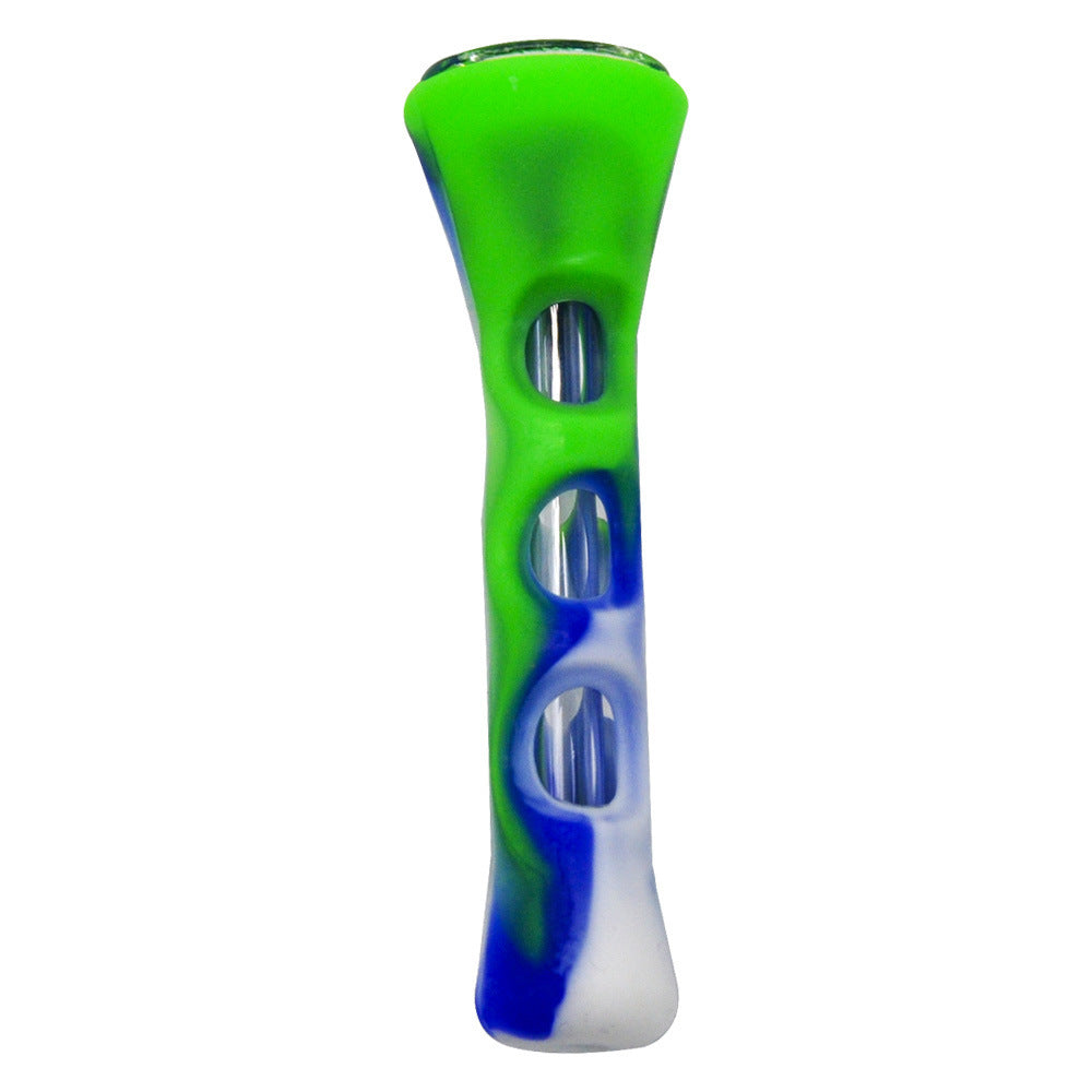 Glass Camouflage Silicone Pipe Creative Portable Silicone Glass Cigarette Holder 1621992608073