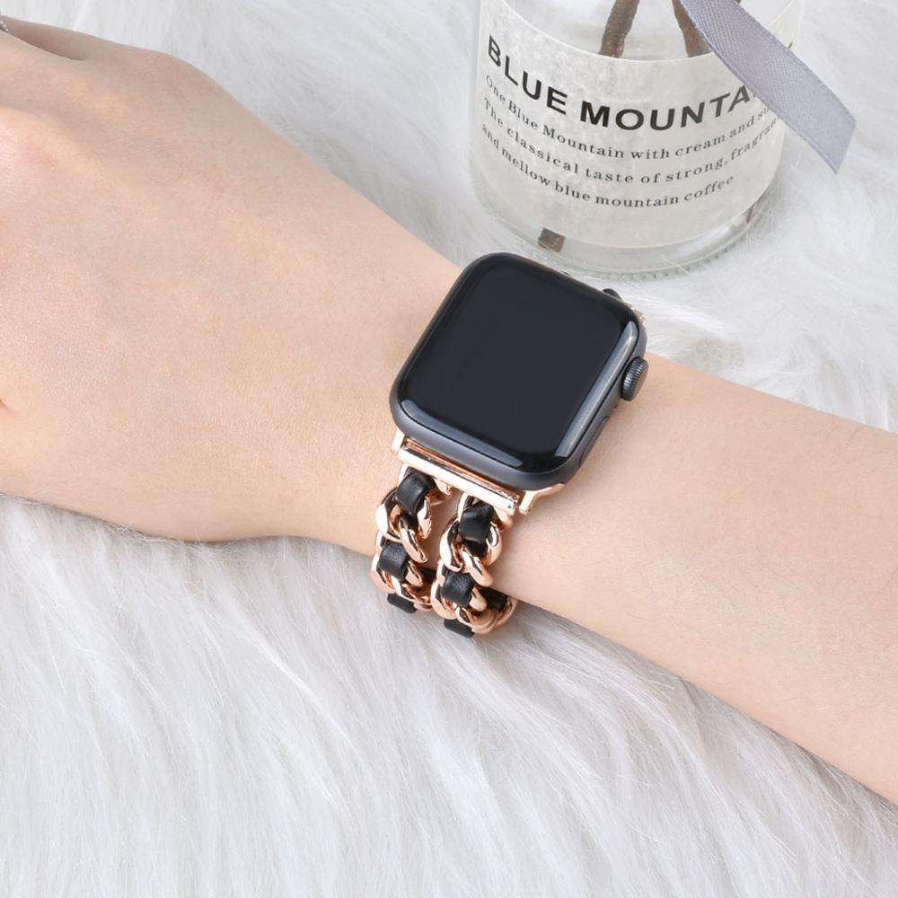 Compatible with Apple, Strap Cuban Link Bracelet IWatch Leather Metal Strap 1622183846424