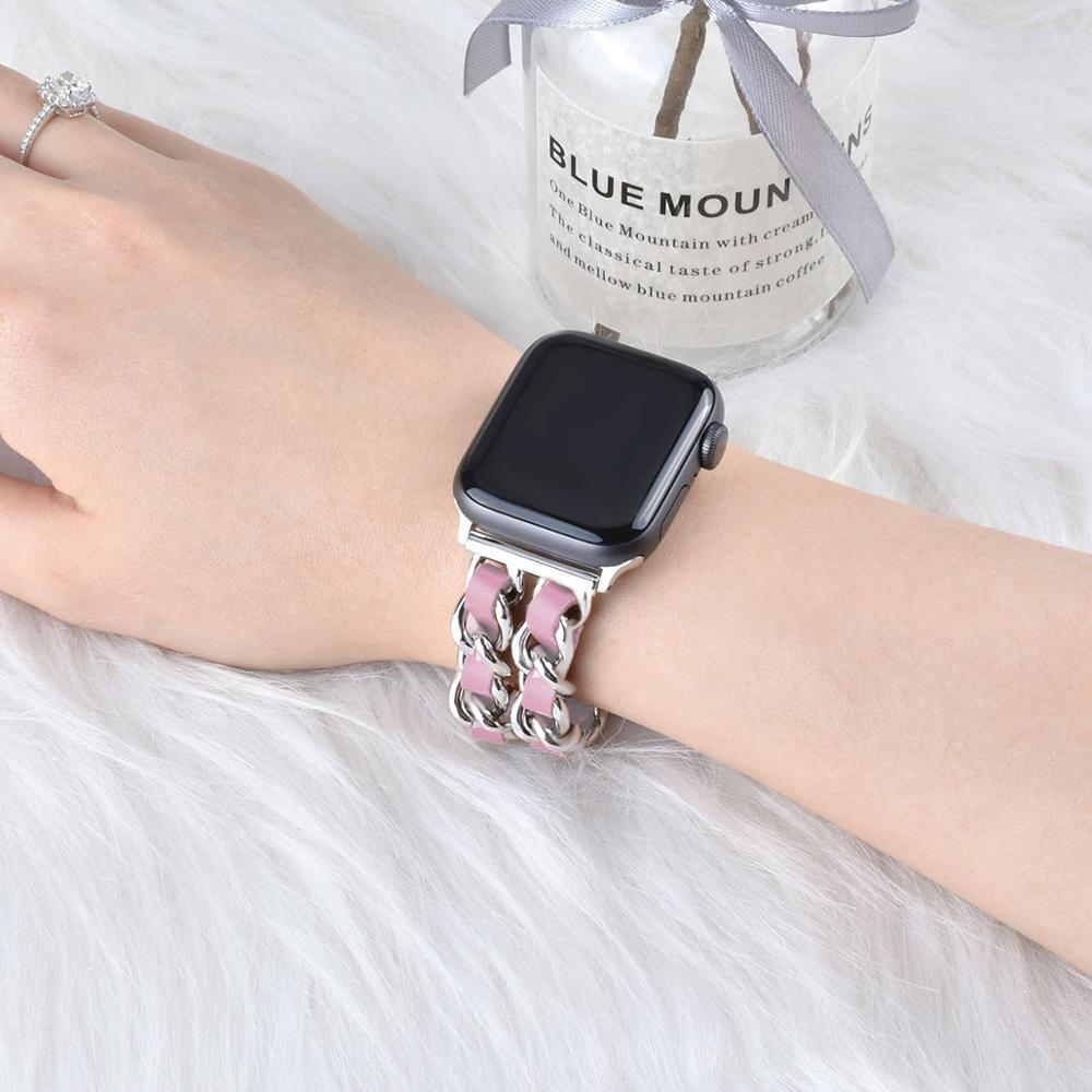Compatible with Apple, Strap Cuban Link Bracelet IWatch Leather Metal Strap 1622183847031