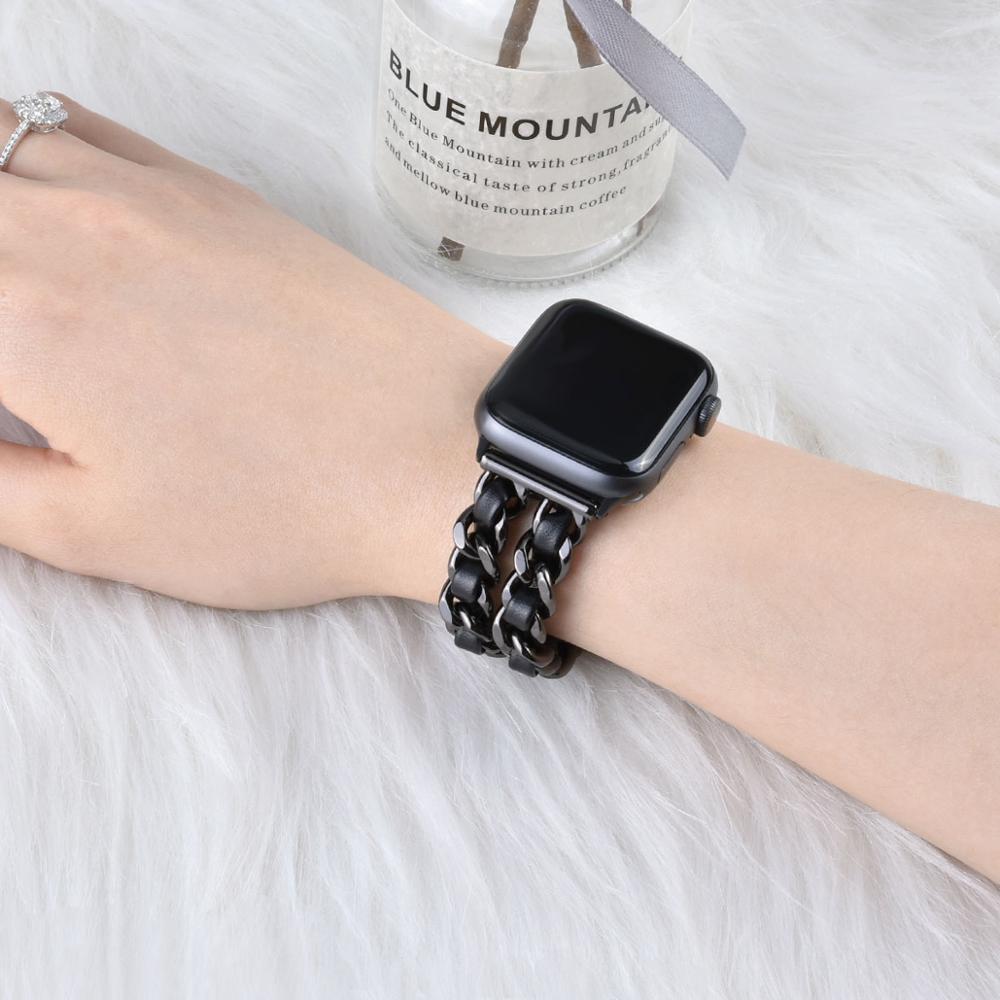 Compatible with Apple, Strap Cuban Link Bracelet IWatch Leather Metal Strap 1622184526273