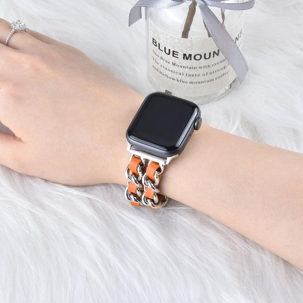 Compatible with Apple, Strap Cuban Link Bracelet IWatch Leather Metal Strap 1622184648611