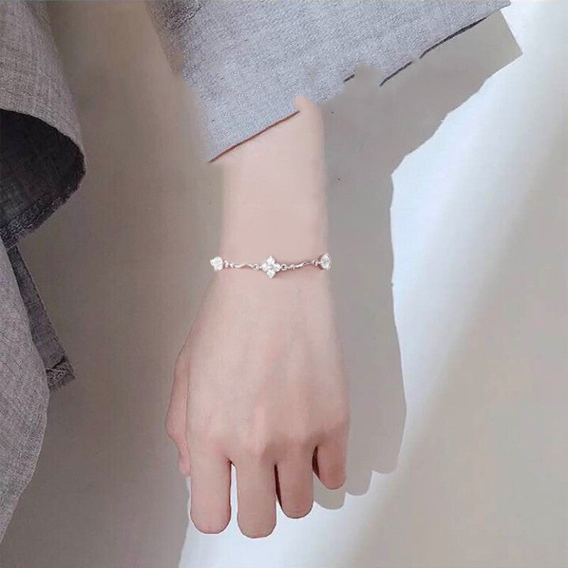 925 Sterling Silver Four-leaf Clover Bracelet - HD Wireless Product #5