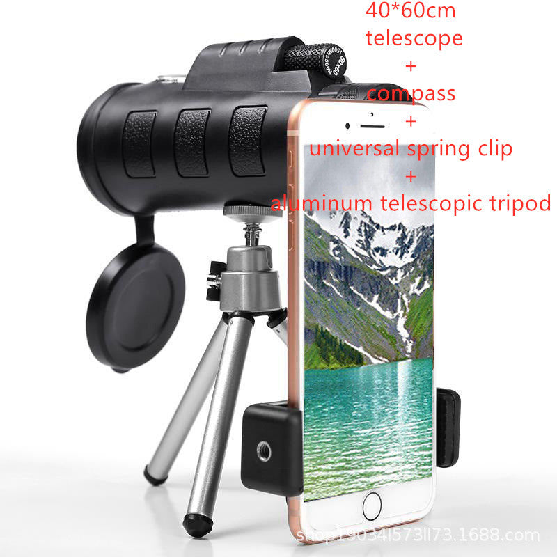 Telescope 40X60 Monocular Low Light Night Vision with Compass Mobile Phone Camera Telescope 1622442260373