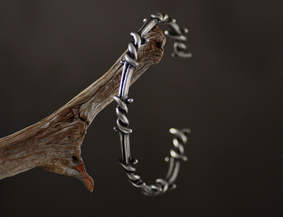 Men'S Bracelet Cuffs Twist Thorn Line Pulse Titanium Steel Geometric Bracelet Jewelry Viking Bracelet 1622614468644