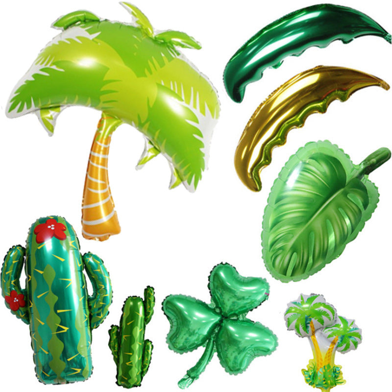Tropical Plant Coconut Tree Cactus Aluminum Foil Balloon Earth Day Green Theme Decoration Supplies Children Birthday Party Gi