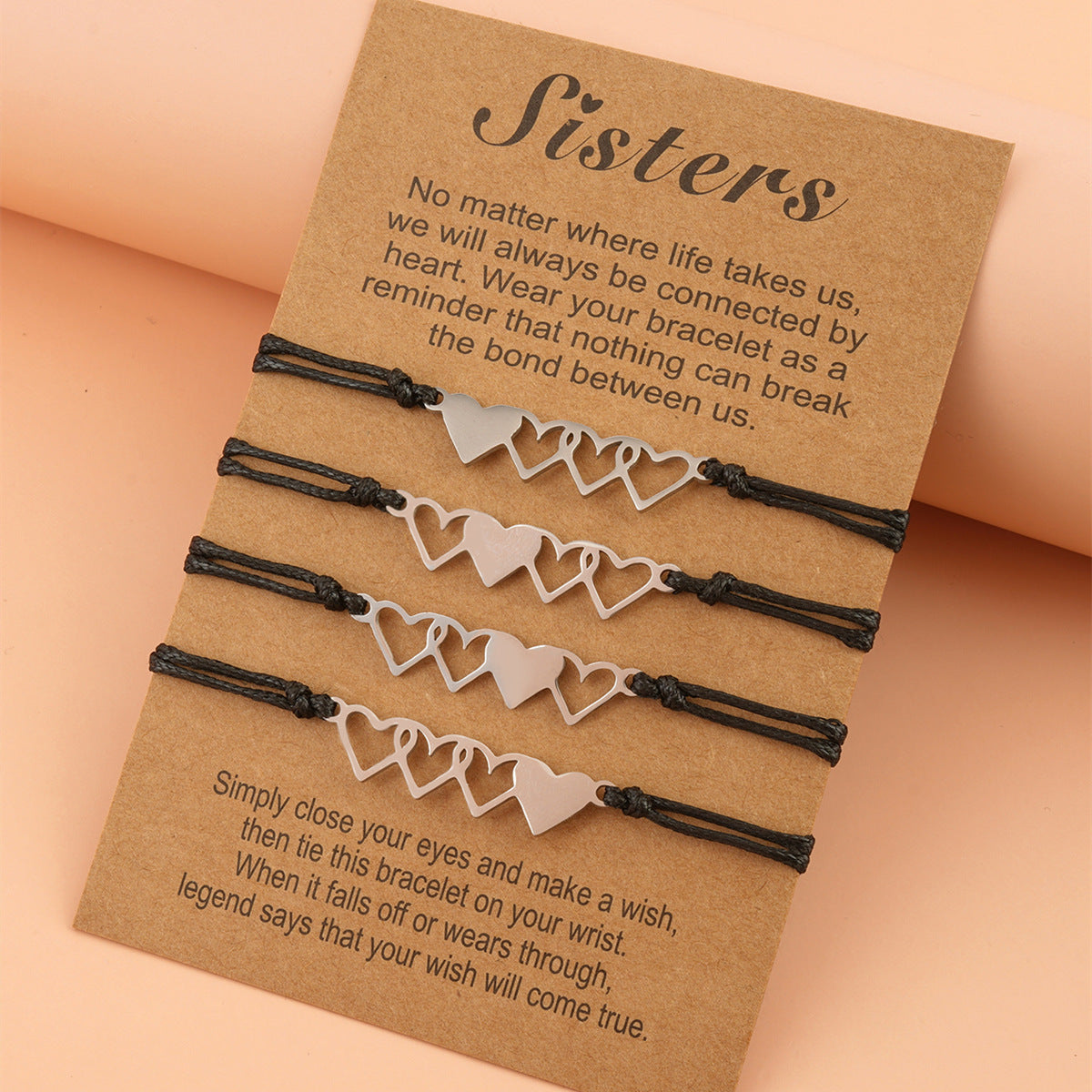 Card Bracelet Creative Stainless Steel Heart Shaped Braided Bracelet 4-Piece Set 1623215825049