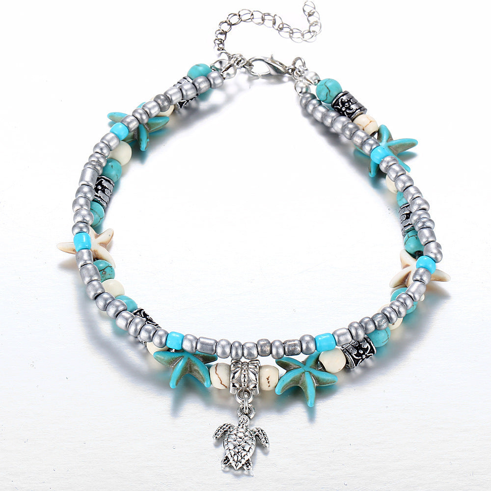 Fashion Shell Rice Beads Hand-Woven Adjustable Anklet Ocean Wind Beach Accessories 1623501803802