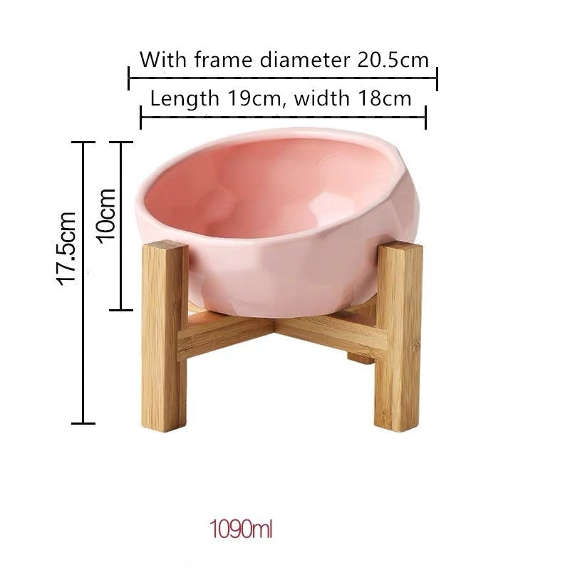 Cat And Dog Rice Bowl Water Bowl Teddy Large Capacity Oblique Mouth Rice Bowl 1623811205752