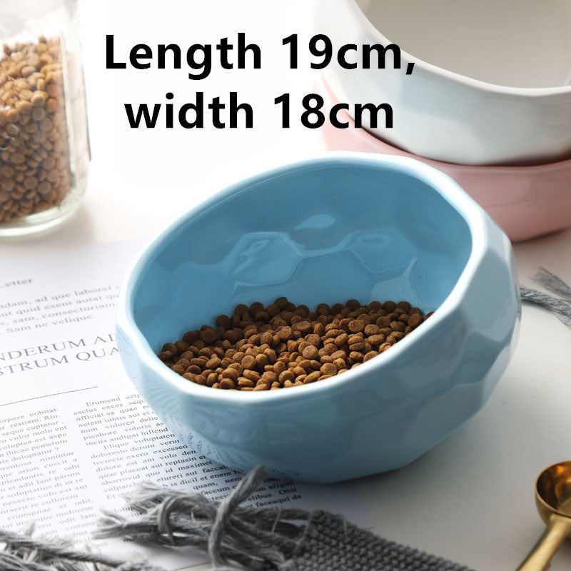 Cat And Dog Rice Bowl Water Bowl Teddy Large Capacity Oblique Mouth Rice Bowl 1623811205757
