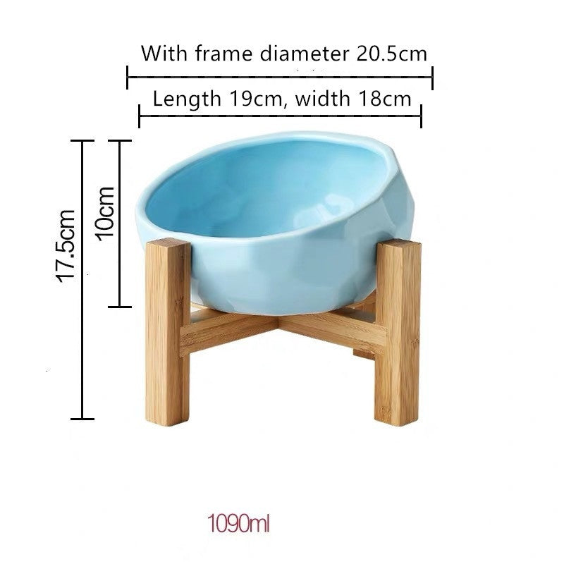 Cat And Dog Rice Bowl Water Bowl Teddy Large Capacity Oblique Mouth Rice Bowl 1623811205758