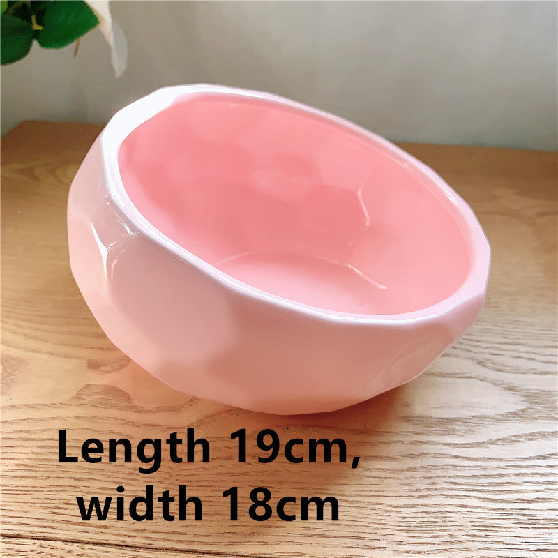 Cat And Dog Rice Bowl Water Bowl Teddy Large Capacity Oblique Mouth Rice Bowl 1623811205759